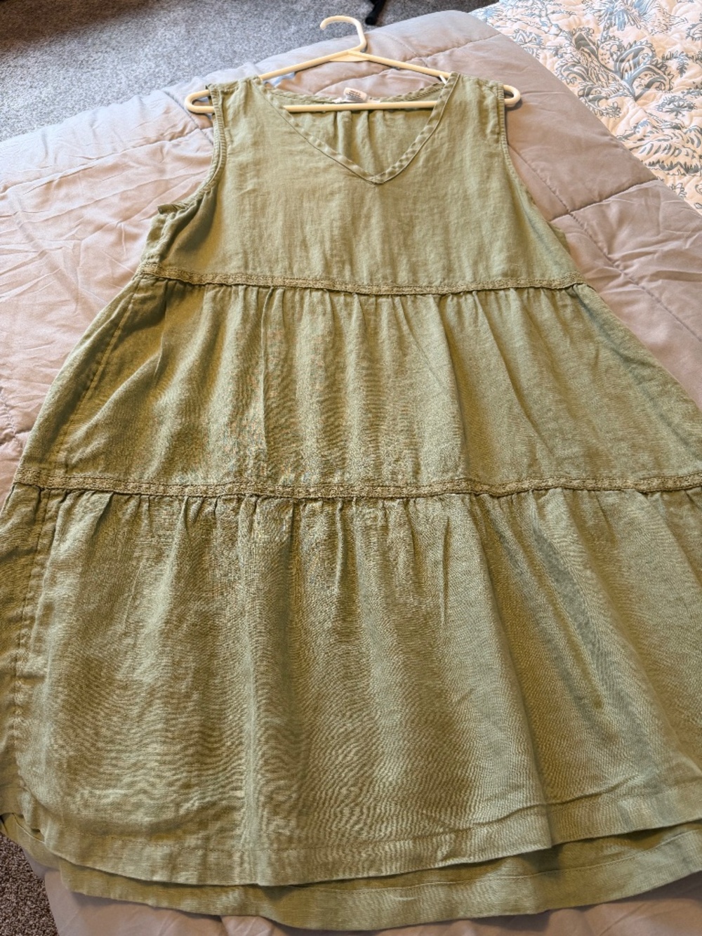 Lucky olive green linen dress - large